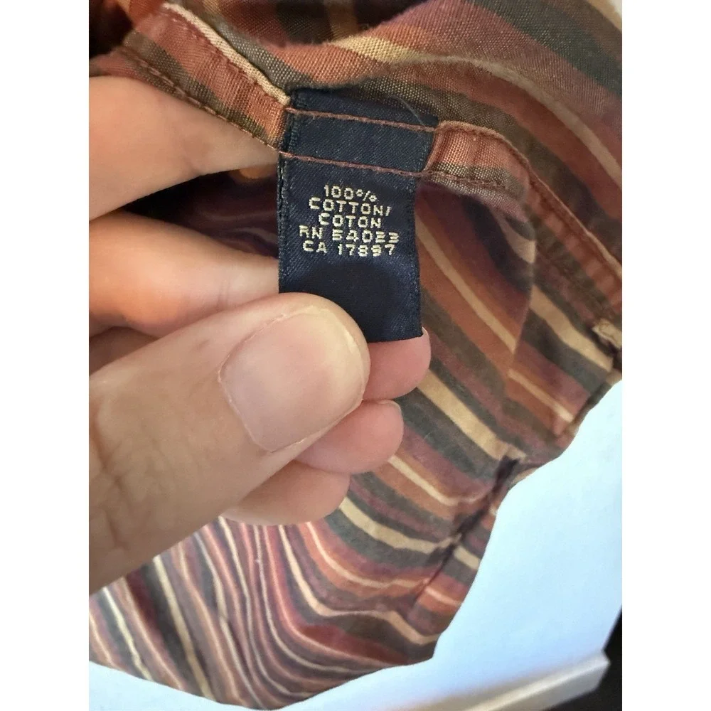 Banana Republic Mens Shirt Large Red Pink Striped Long Sleeve Size Large